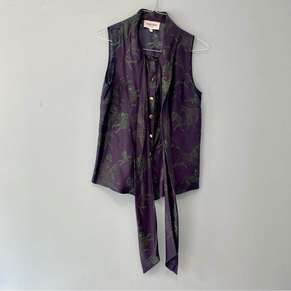 ELIZABETH MCKAY Sleeveless Bow Zebra Print Blouse - Picture 5 of 8
